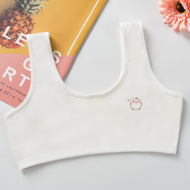 宫钰悦双层四色发育期少女内衣卡通印花舒适小背心 白色 s(胸围26厘米