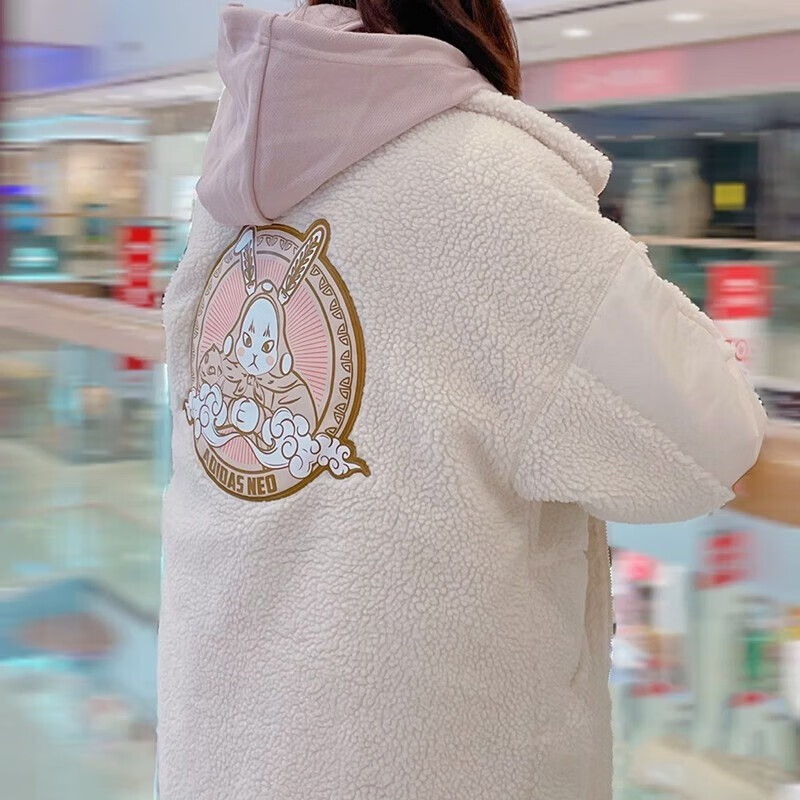 外套男装女装情侣款春立领摇粒绒夹克加绒加厚保暖运动服 iq1579米白