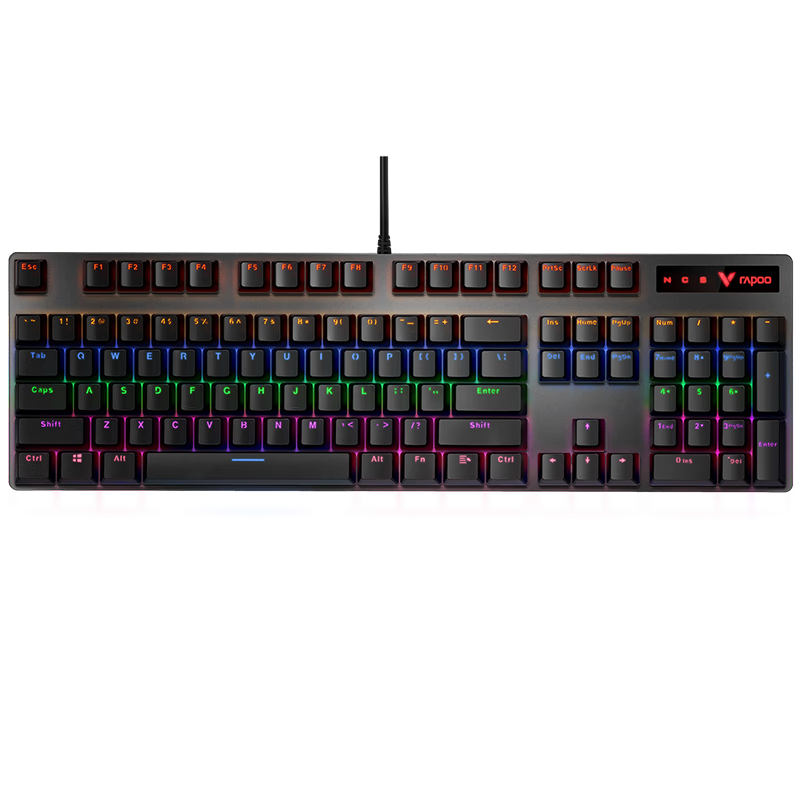 RAPOO 雷柏 V500PRO 104键 有线机械键盘 黑色 雷柏红轴 混光