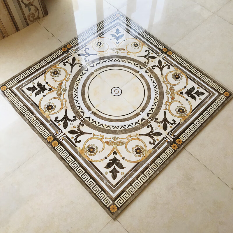 皇系客厅瓷砖拼花玄关入门造型图案地砖欧式抛晶砖拼图地板砖无限地拼