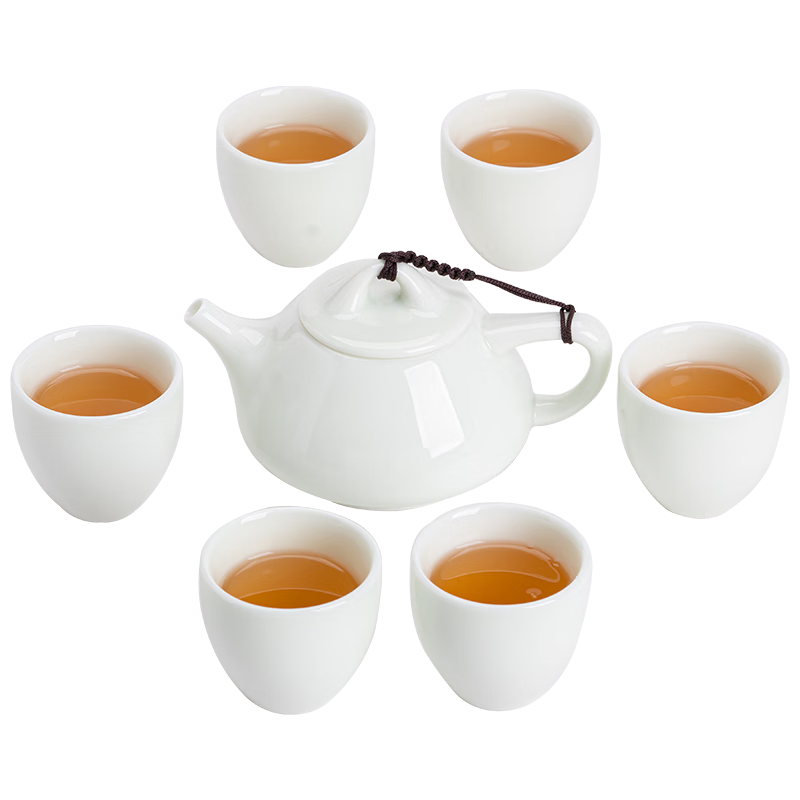 苏氏陶瓷翡翠玉羊脂玉功夫茶具石瓢壶带6杯青瓷泡茶壶礼盒