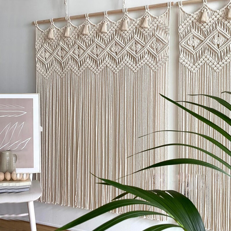 手工编织门帘ins风编织门帘线帘隔断帘玄关门框装饰帘手工编织棉绳可