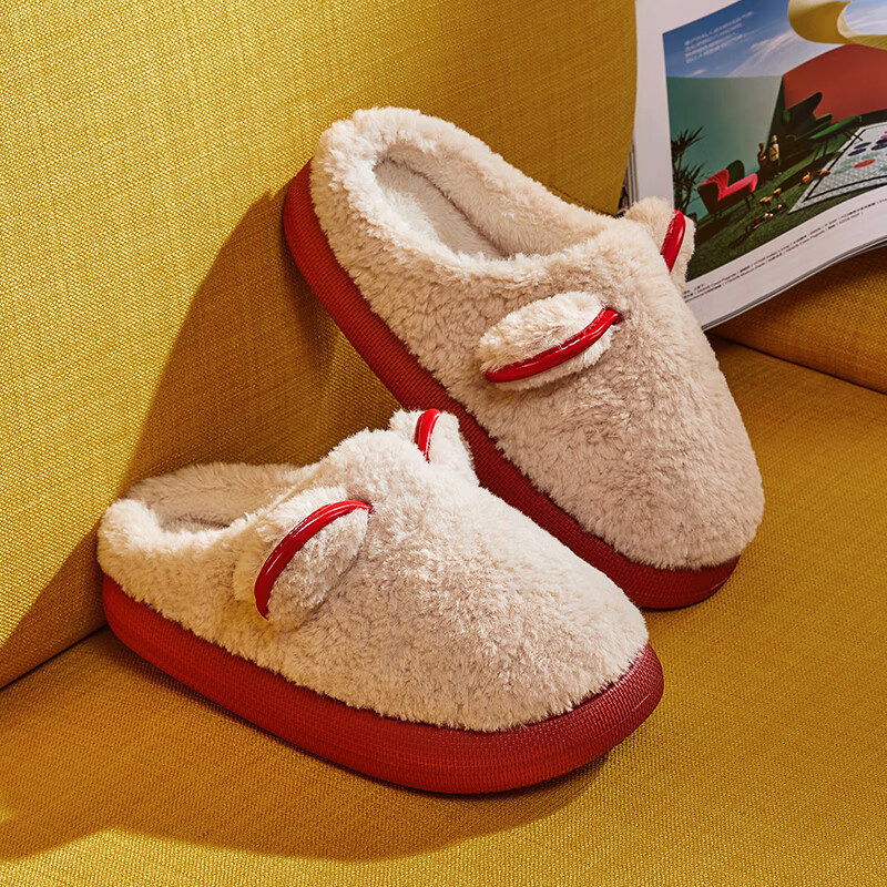 朴西泰迪熊棉拖鞋女秋冬包跟家居厚底可爱加绒保暖