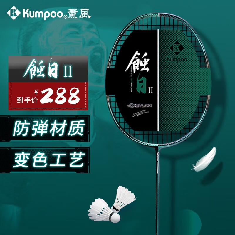 薰风(kumpoo)熏风 蚀日二代厚羿羽毛球拍全碳素单拍超轻碳纤维耐用型