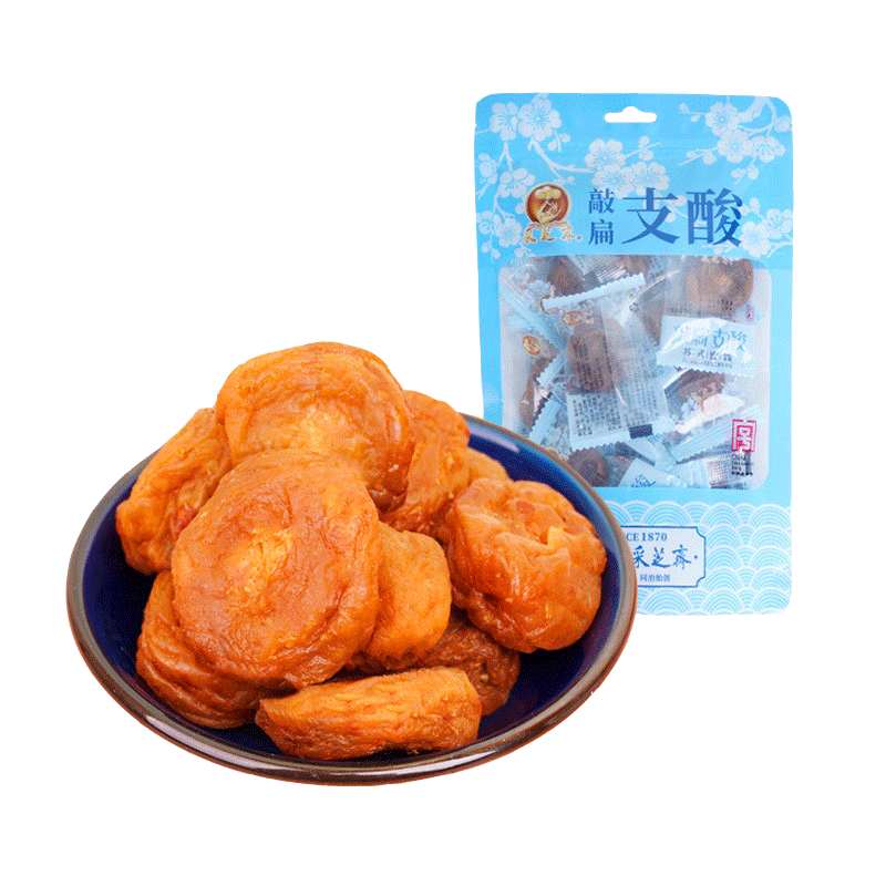 采芝斋苏州采芝斋特产苏式蜜饯敲扁支酸传统零食蜜饯中华老字号120g 立袋敲扁支酸120g*5袋