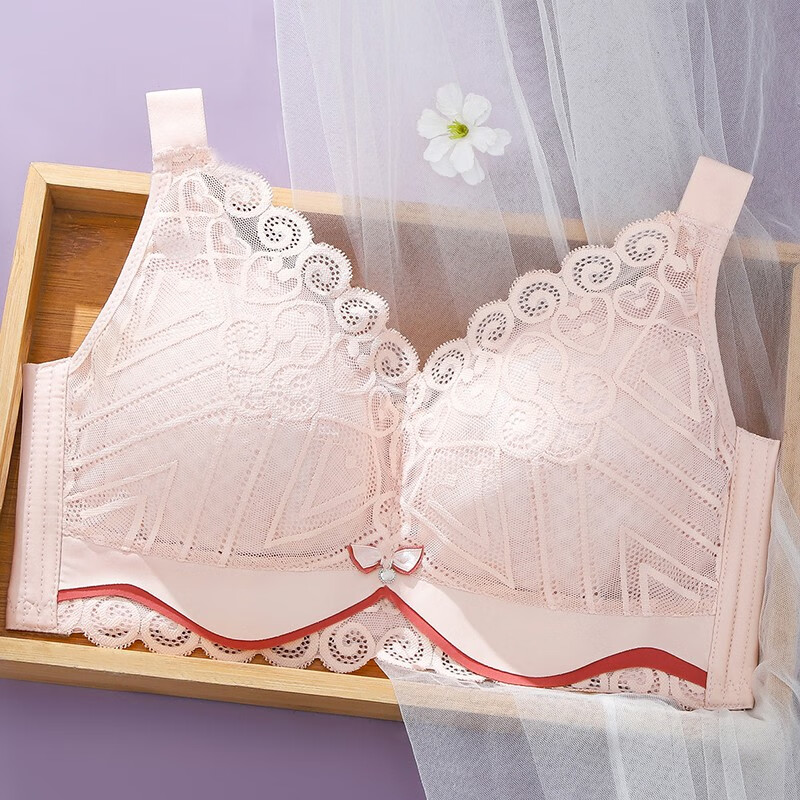 无钢圈聚拢薄款胸罩夏季大胸显小全罩杯收副乳防下垂 肤粉色 38c/85c