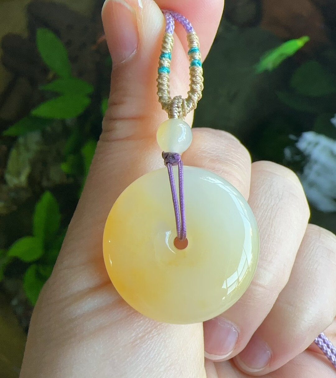 宝钰(k&k)云南黄龙玉淡黄渐变乳白色平安扣挂件吊坠证书新