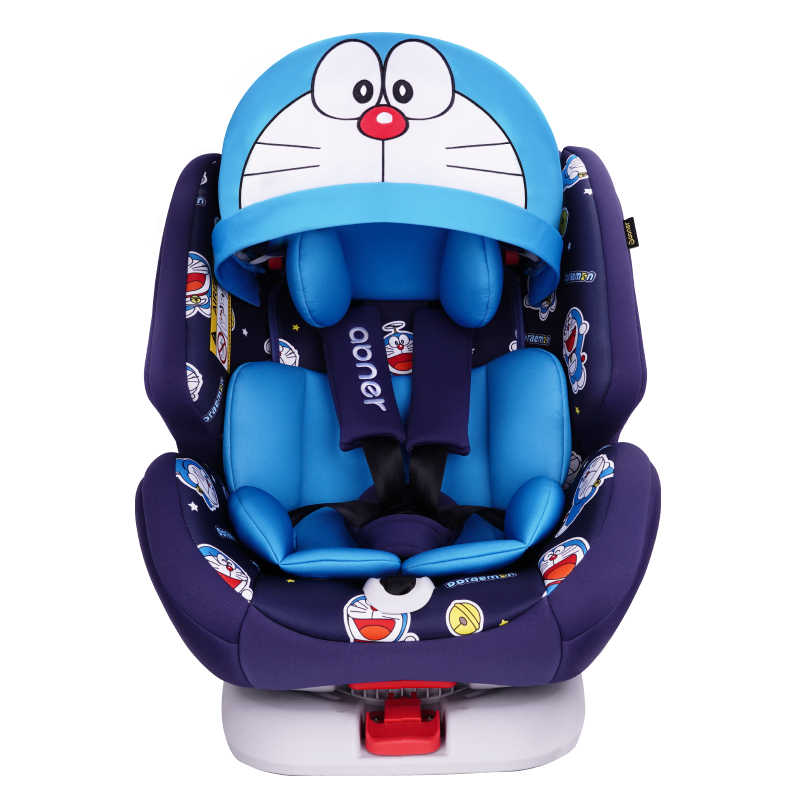 阿布纳Abner婴儿童安全座椅汽车用0-4-12岁宝宝360度旋转可躺isofix硬接口 哆啦A梦