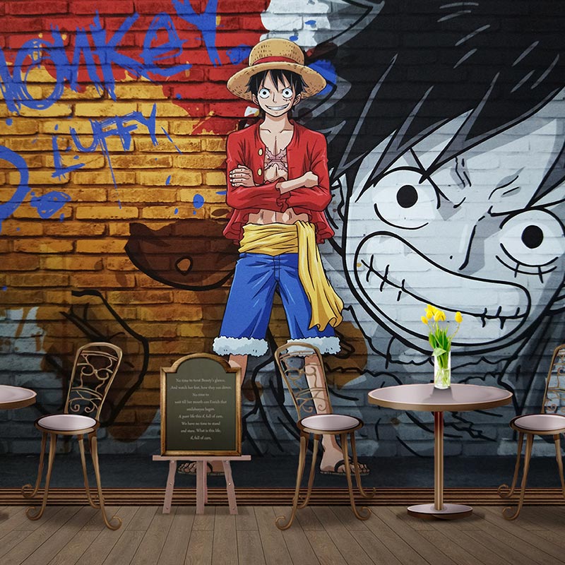澳颜莱海贼王墙纸宿舍 海贼王壁纸宿舍男卧室背景墙壁画日本动漫海报
