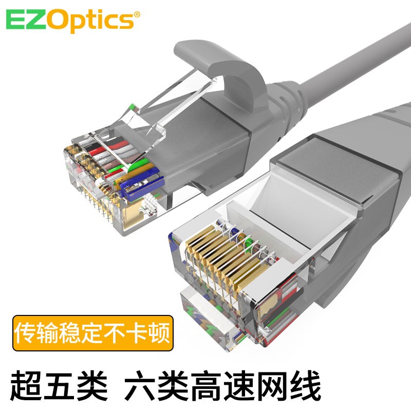 EZOptics 易光纤 RJ45六类CAT6网线 无氧铜 工程宽带路由器电脑家用跳线 8芯 双绞线 六类 铜包铝 CAT6 网线 10米