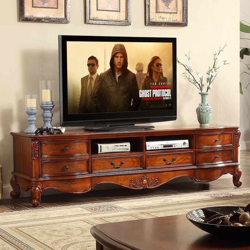 欧格美斯 美式电视柜全实木茶几组合小户型客厅卧室欧式家用家具地柜机简约 1.6米电视柜