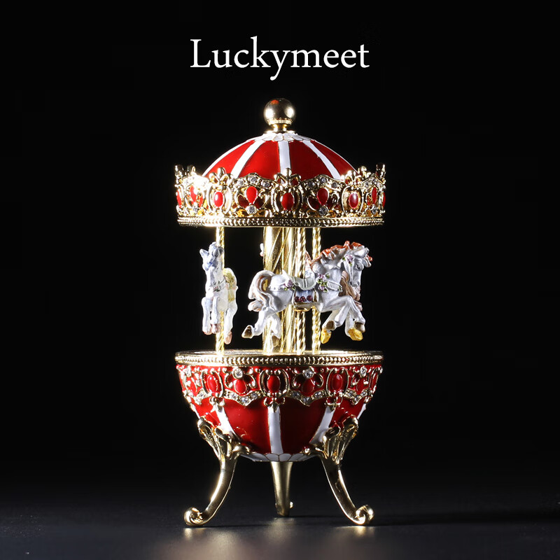 Luckymeet旋转木马音乐盒 日本sankyo进口机芯 合金压铸成型/台湾珐琅艺术