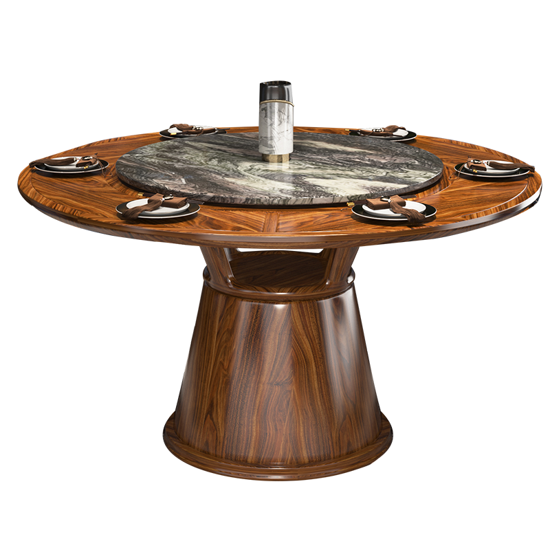 【5折】梦美斯宣 餐桌 北欧实木餐桌椅组合家用轻奢乌金木饭桌圆桌现代简约 HIGW-W38 【乌金木】一桌四椅