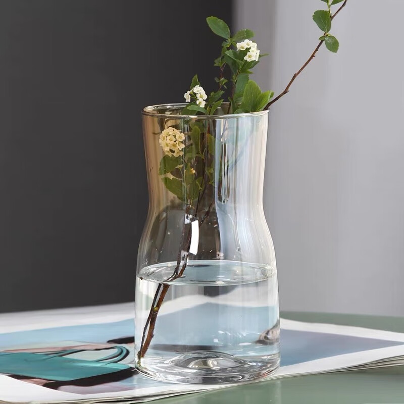 极度空间 花瓶玻璃插花瓶富贵竹花束水培养生态瓶养花容器北欧风花瓶摆件