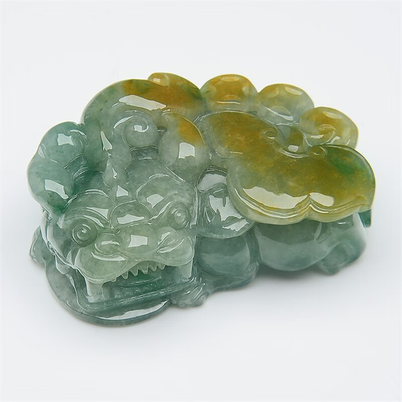 甄祥三彩天然翡翠貔貅吊坠 a货缅甸玉石霸王貔恘皮丘大号挂件182