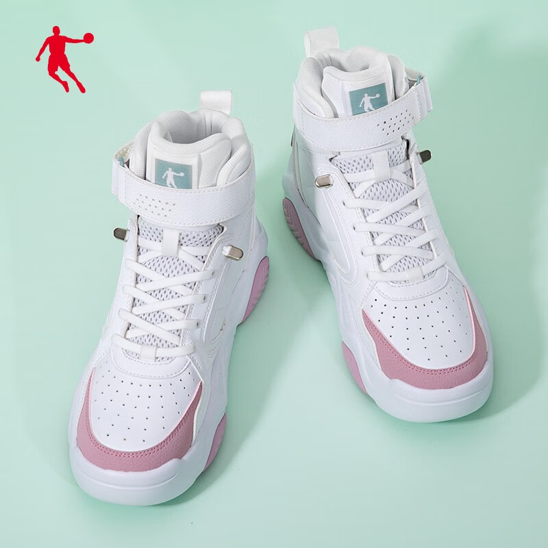 乔丹女鞋休闲女空军一号厚底高帮板鞋运动小白鞋女 乔丹白/冰川紫 37