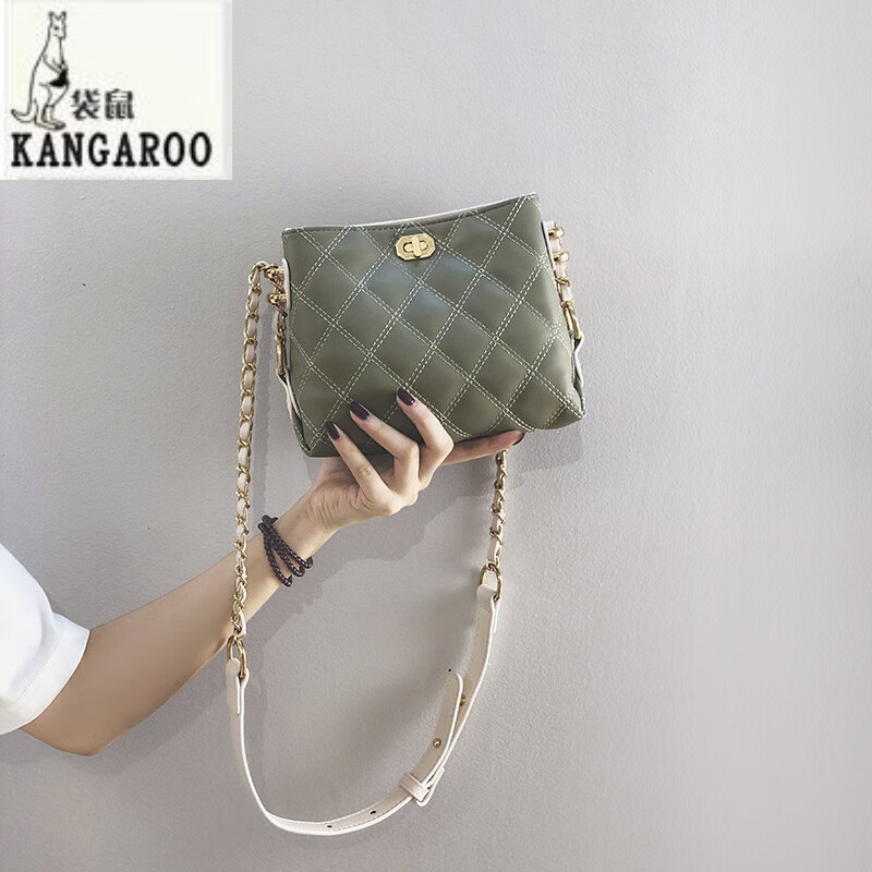 袋鼠(kangaroo)流浪包包韩国女包2023小香风菱格链条包时尚单肩斜跨包