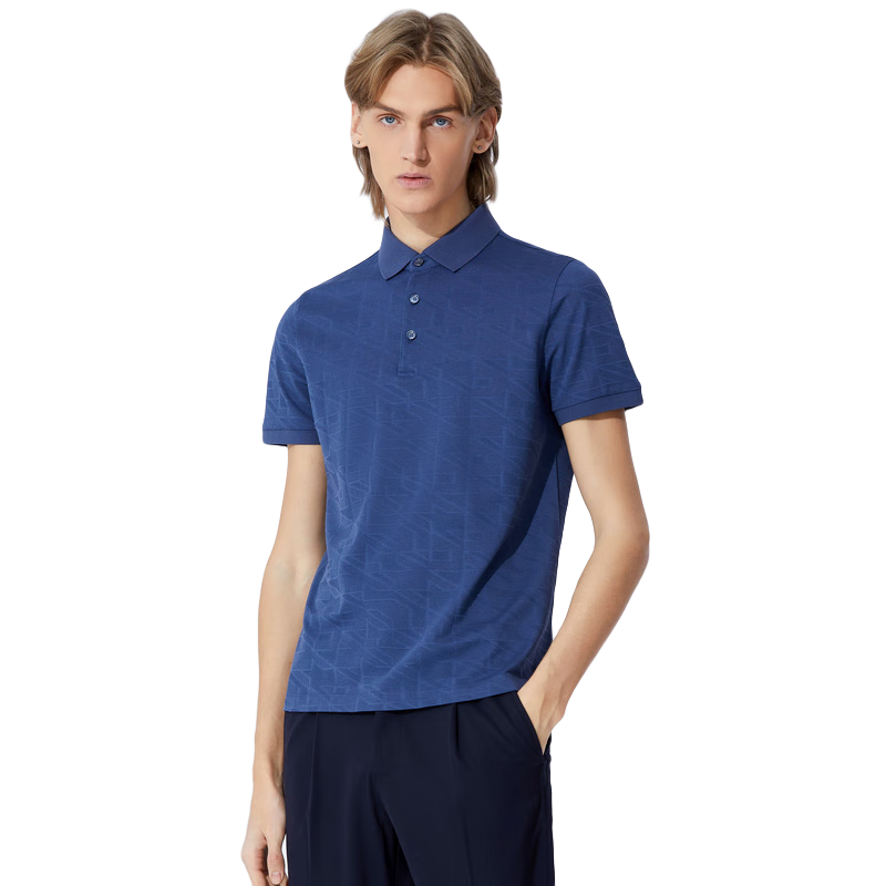诺丁山依文polo衫男士春夏新款时尚休闲桑蚕丝翻领t恤NF620482 兰色 3XL -190/104A