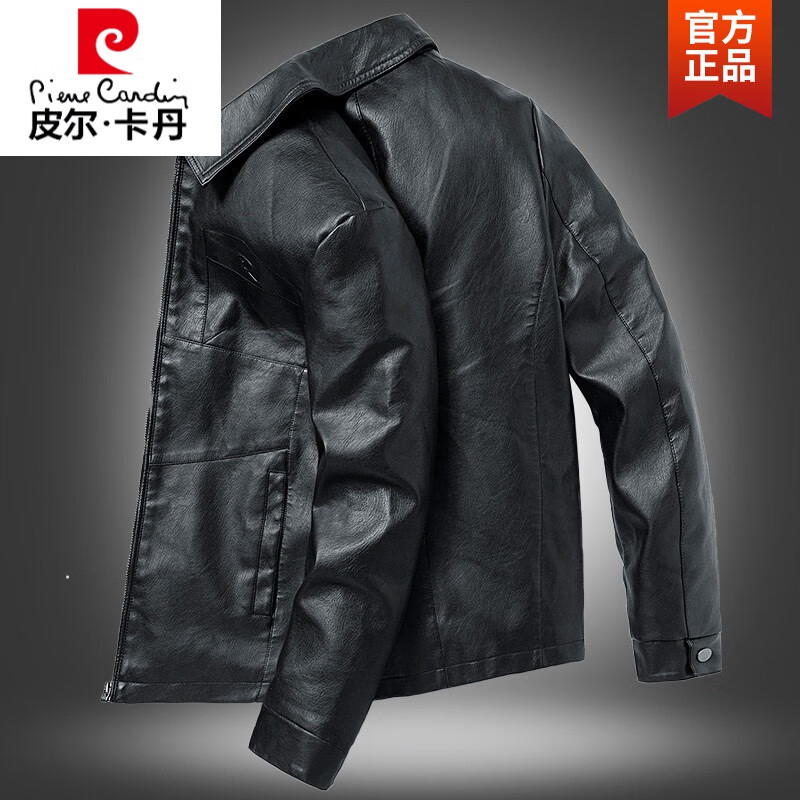 品牌高档男装 青年软皮衣男韩版翻领机车服中老年爸爸装皮夹克休闲