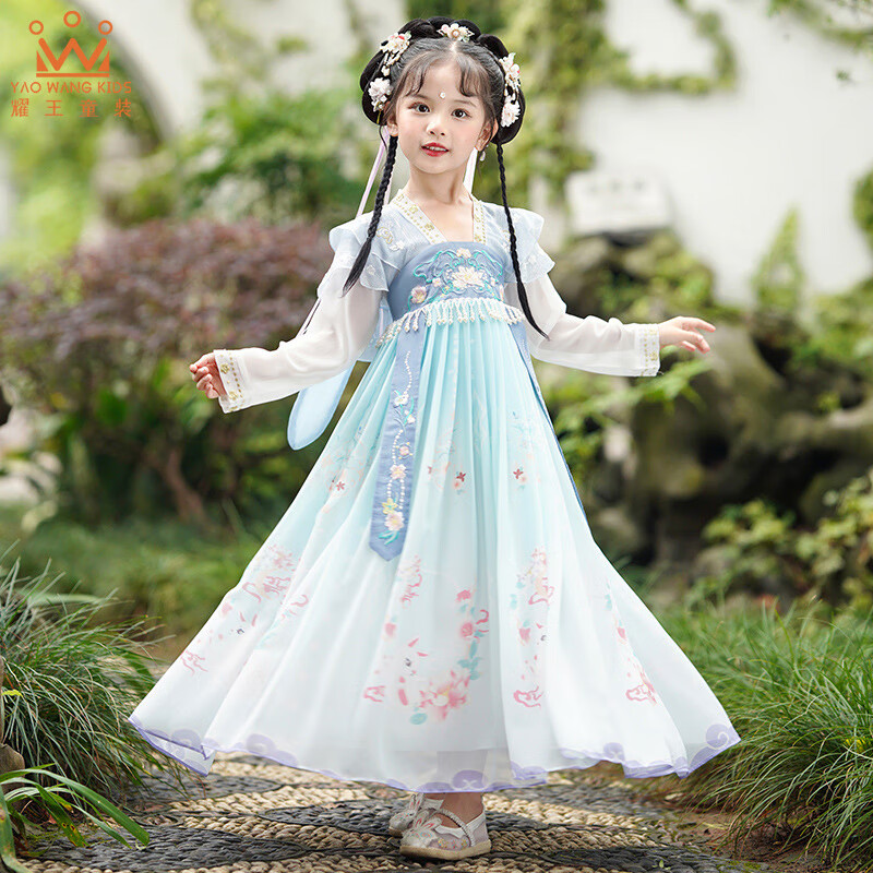 耀王儿童汉服女童连衣裙中国风女孩超仙古装表演服 YR-YJ2327 蓝色140属于什么档次？