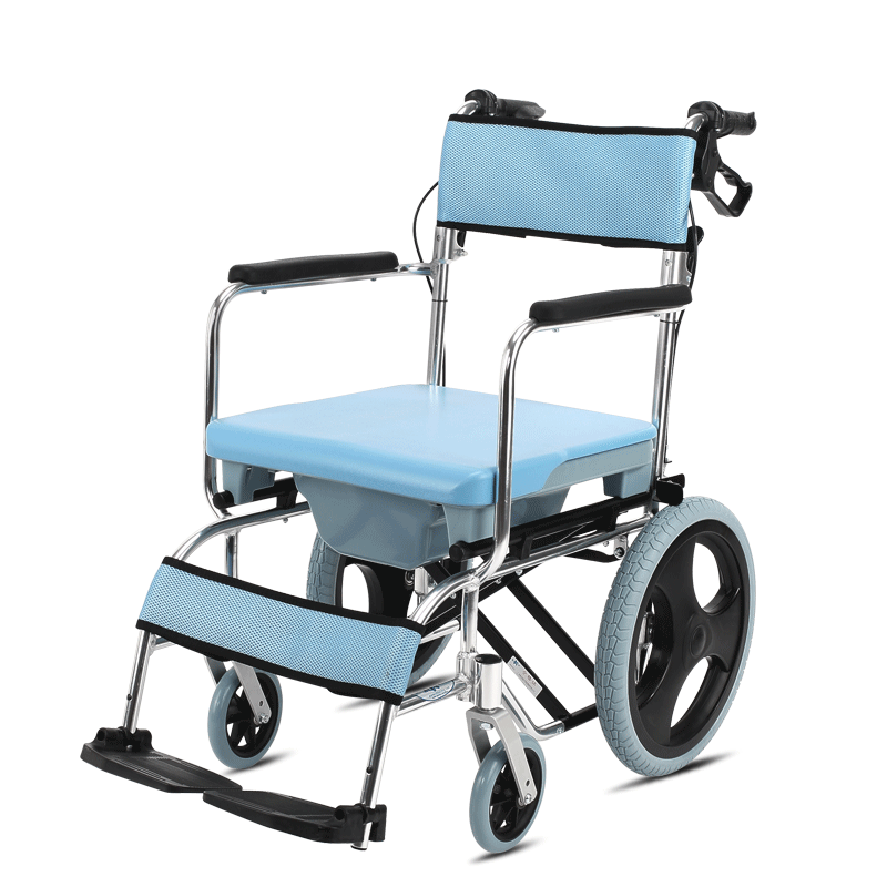 轮椅 带坐便多功能老人折叠轻便小洗澡防水便盆手推代步车 防水坐