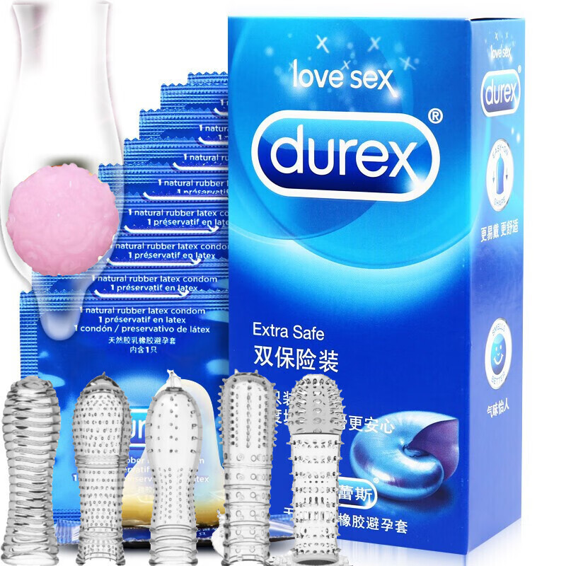 杜蕾斯加厚避孕套震动入珠套加长加粗带刺大颗粒狼牙套 物理保险套