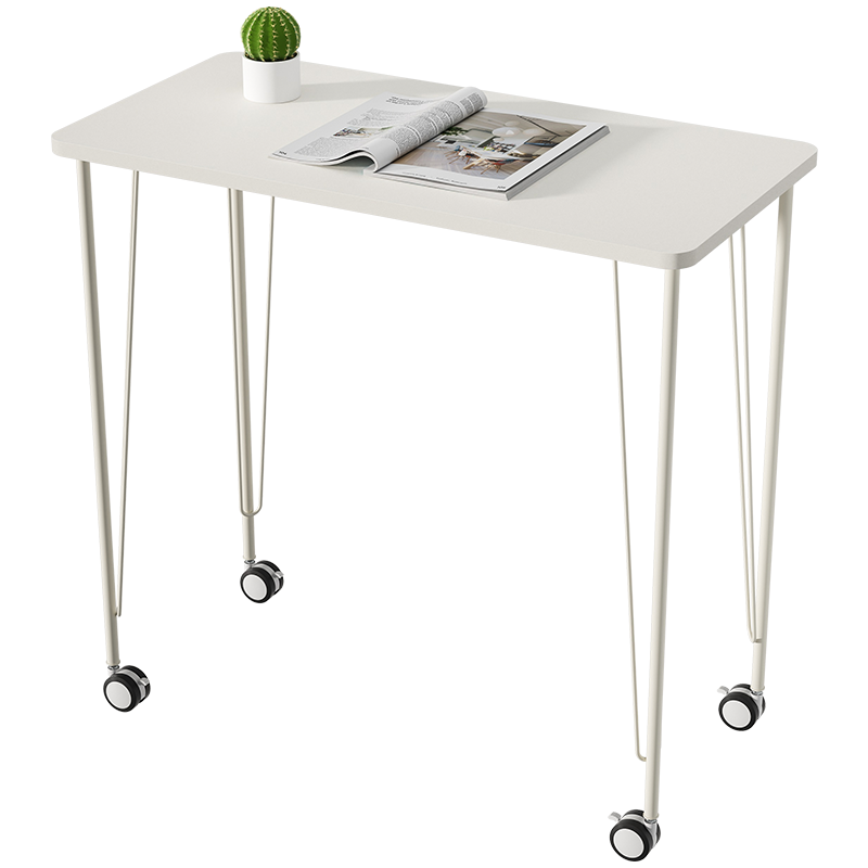 SKAAN 可移动书桌学生简易电脑桌 卧室办公桌家用学习桌成人写字台组合 宿舍单人小桌子床头长条窄桌 可移动80x40cm /白色