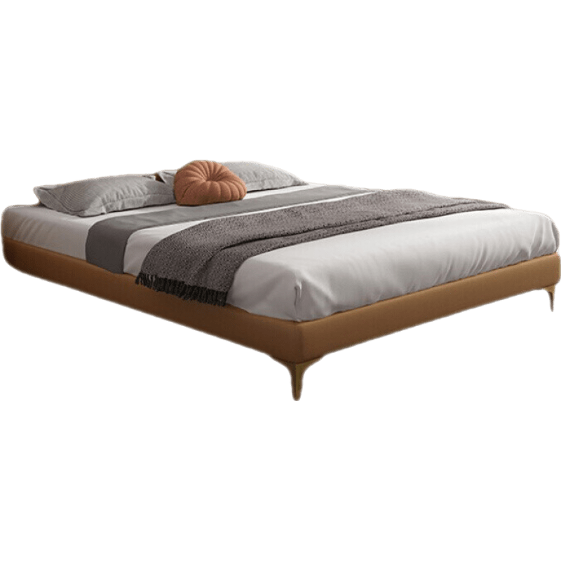 【七夕礼遇季】简奢表情 床轻奢现代简约皮艺床储物双人床1.8m大床主卧真皮床实木家居家具 纳帕皮纹床 1500mm*2000mm  框架结构