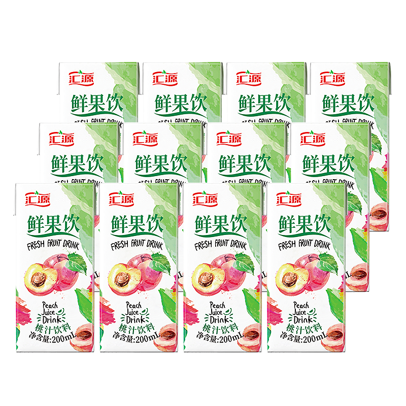 汇源果汁 鲜果饮桃汁复合饮料整箱200ml*12瓶 蜜桃味