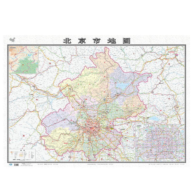 2022年 北京地图 政区交通图 约1.1米*0.8米 北京市全图