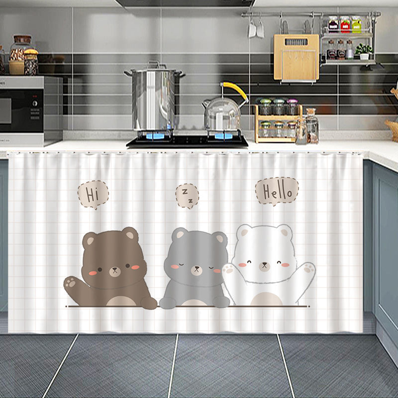 漂傲厨房橱柜遮挡帘防水防油免打孔防尘布帘柜子门遮丑拉帘子遮挡杂物