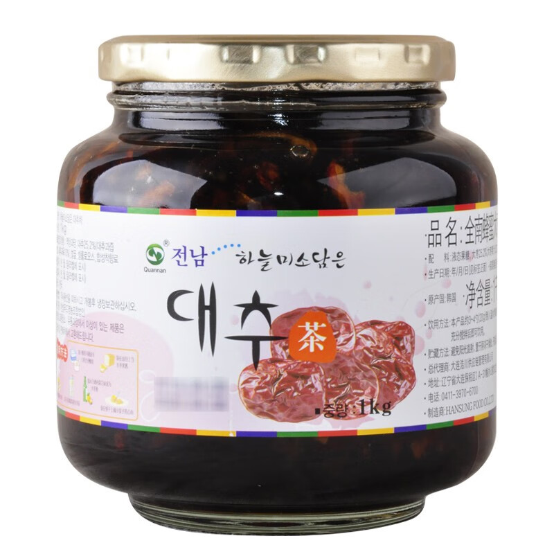 韩国进口 全南 蜂蜜大枣饮品1kg 原装进口蜂蜜果茶蜜炼冲饮果酱蜜枣冲调