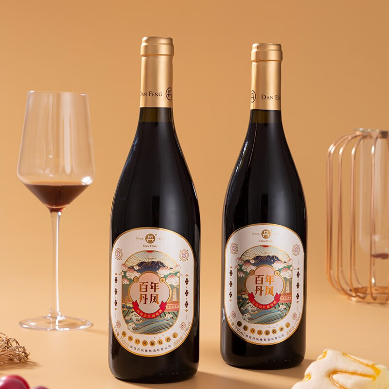 丹凤【年货节】丹凤葡萄酒 礼盒装红酒 过节送礼 中华老字号 嘉礼甜红750ml*2【喜欢喝甜的就选它】