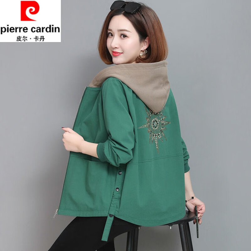 皮尔卡丹(pierre cardin)风衣女短款春秋季新款韩版短外套女中年韩版