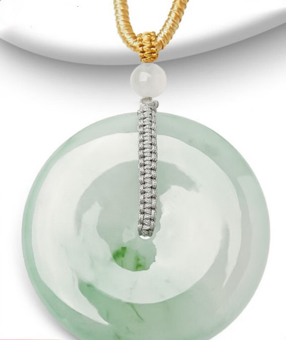 沃韵 翡翠平安扣玉坠冰种吊坠男女款玉吊坠玉石挂坠珠宝镶嵌