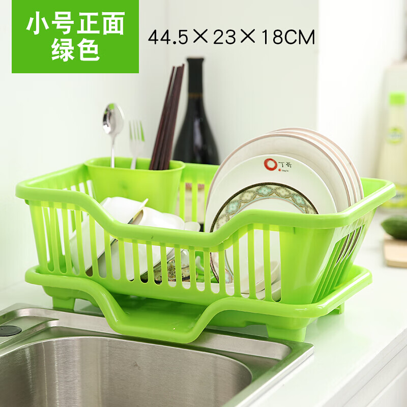 百圣牛控水篮 控水碗框洗碗控水筐洗菜盆沥水篮塑料大号淋碗架家用收碗 正面绿色小号