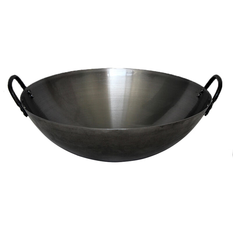 老式加厚双耳铁锅炒锅尖底锅圆底锅熟铁锅家用饭店厨师炒菜锅 (实际