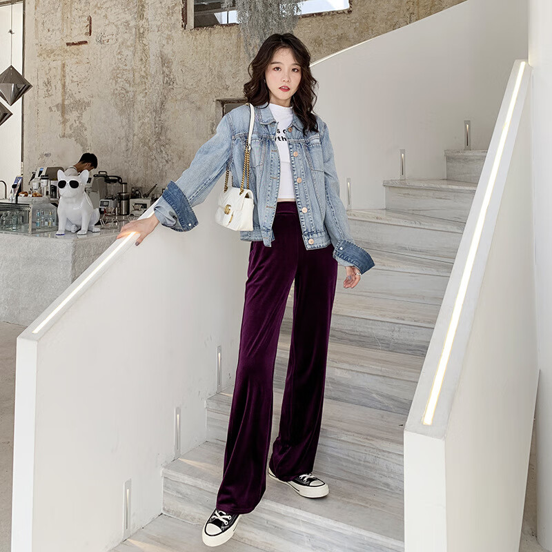秋冬丝绒阔腿裤情约会趣拉链开裆裤女露档出方便户外野外穿免脱ai之mi
