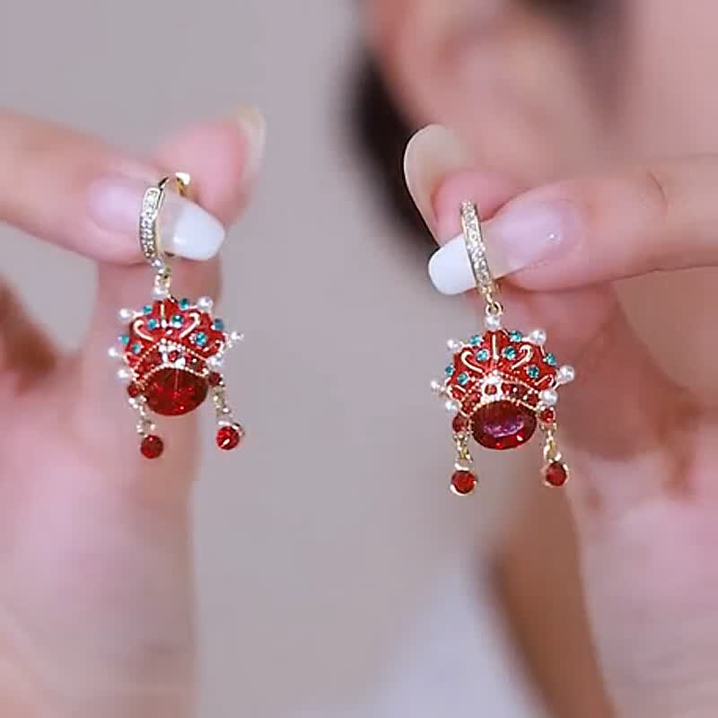 黛诗琳  dsl民族风京剧脸谱耳环2024年潮新年耳钉女红色复古过年喜庆