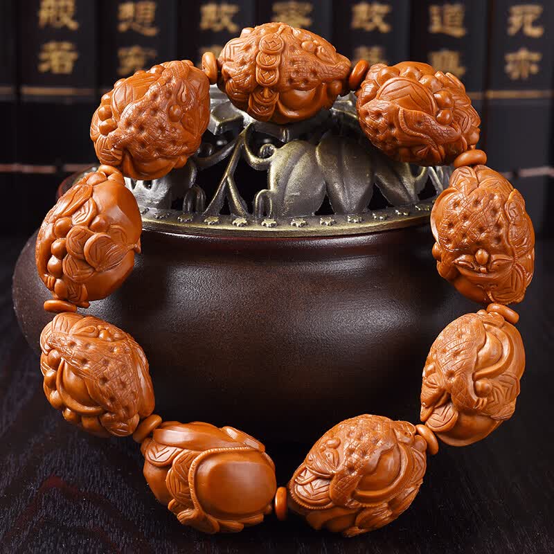 苏魅儿 橄榄核手串 福瑞金蟾 橄榄核雕三足金蟾 苏工大师朱平 手工刻