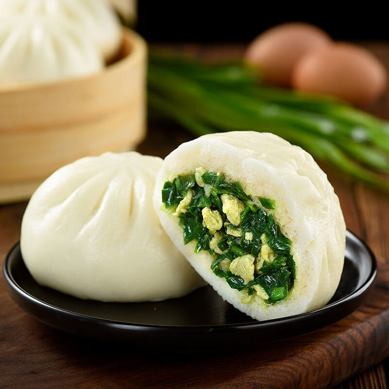 大包子早点素菜包营养素食早餐家庭装速冻半成品 韭菜鸡蛋包2袋*20只