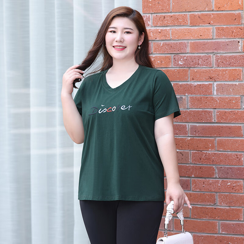 胖太太加肥加大码品牌上衣服装肥婆妈妈短袖t恤女夏季女装200斤中年装
