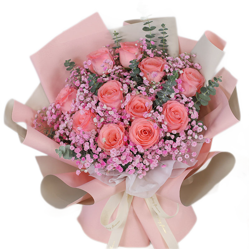 爱花居鲜花速递11朵粉玫瑰生日礼物送女朋友全国同城配送 |bb50 98.