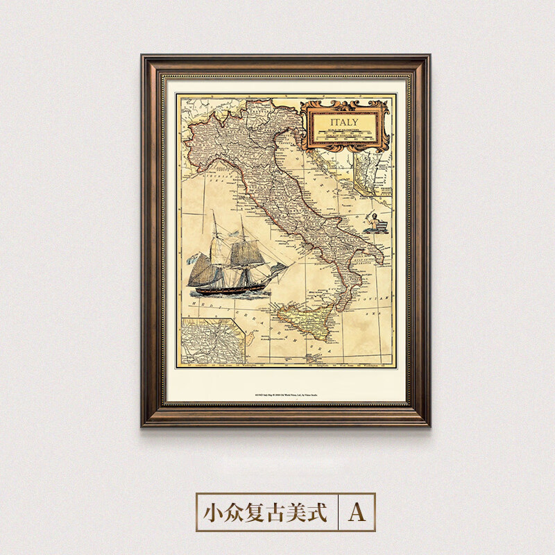 美式玄关装饰画复古怀旧帆船航海图书房挂画客厅背景墙画餐厅壁画 a