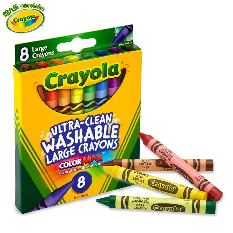 不脏手幼儿可水洗彩色涂鸦笔水溶性幼儿园 8色可水洗大蜡笔52-3280