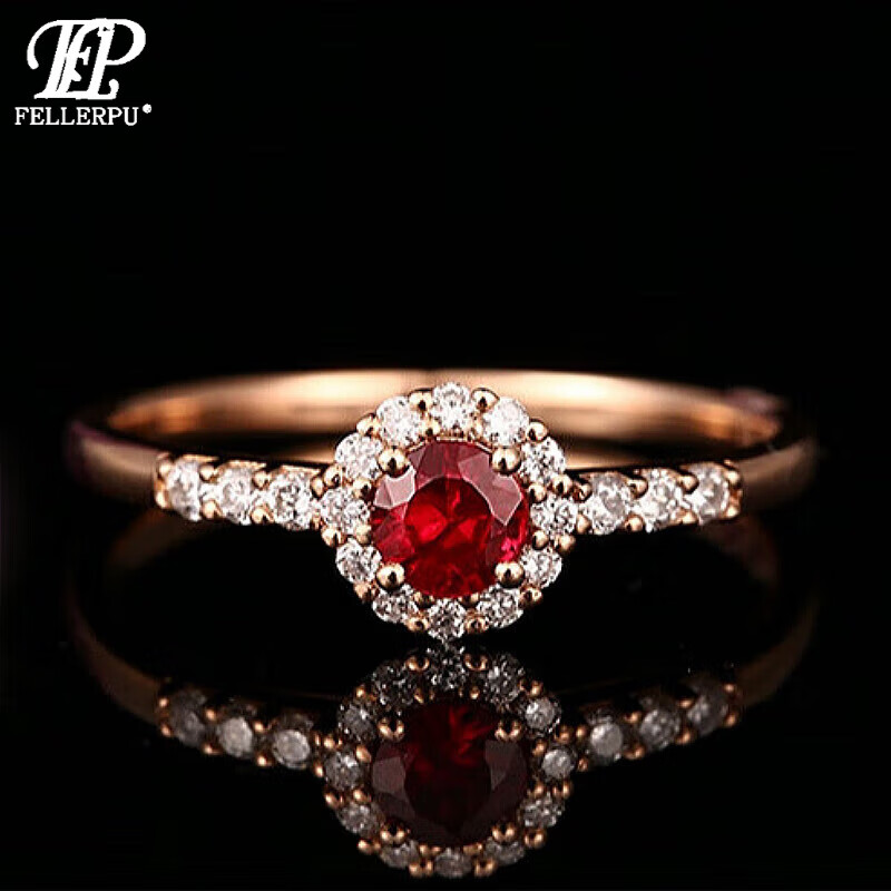 3克拉鸽血红18金k镶嵌钻石女戒生日礼物情人节送女友老婆纪念日 手寸