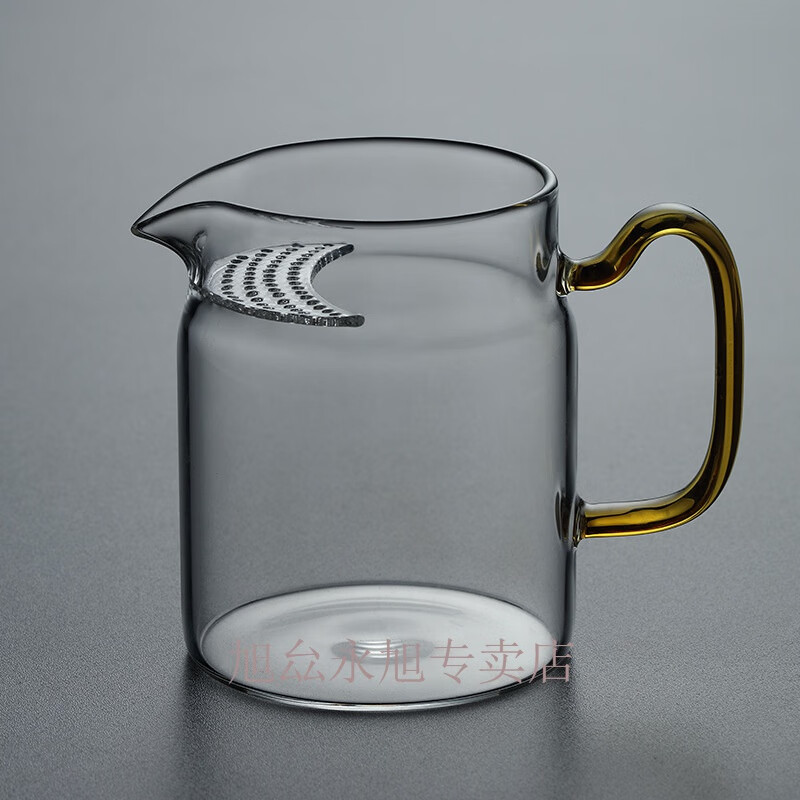 居富德月牙玻璃杯加厚玻璃月牙公道杯茶漏一体大容量带滤网分茶器耐 黄把(茗韵)月牙公杯 500ml