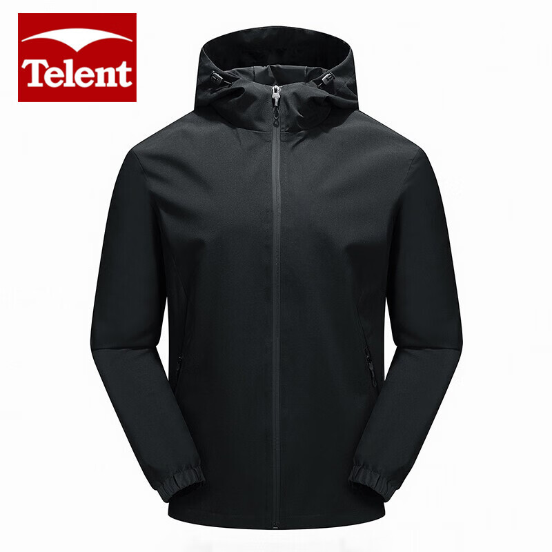 天伦天冲锋衣男秋冬季薄款连帽防风外套户外运动休闲登山滑雪防寒服大