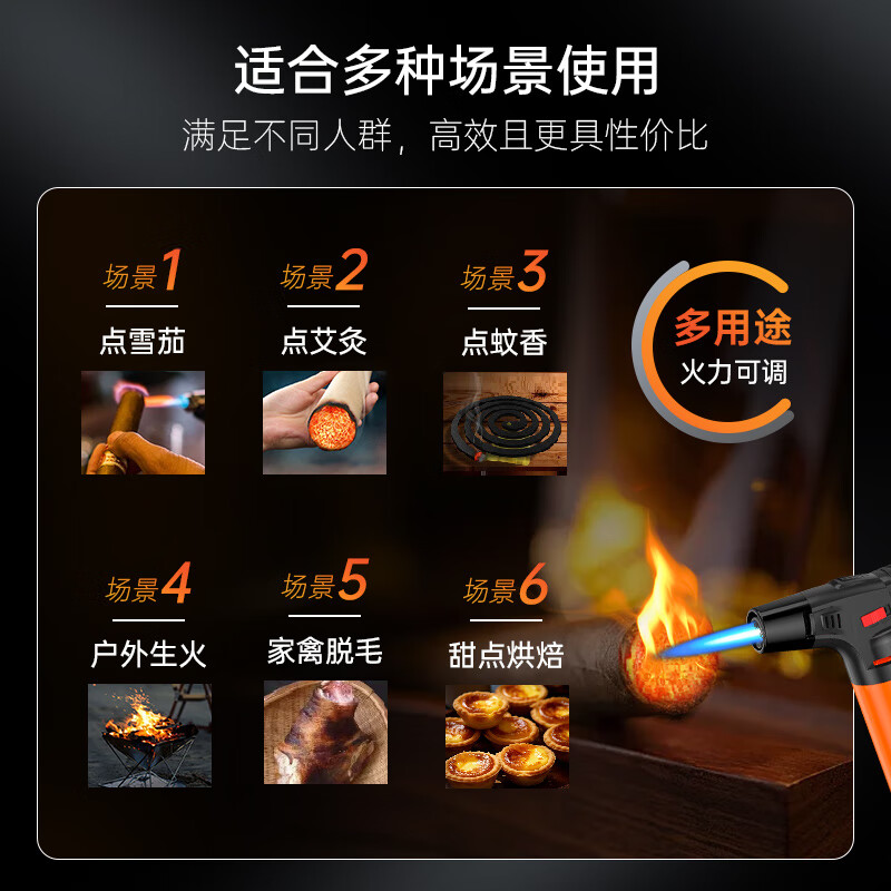 高希霸防风打火机充气雪茄 喷火器喷枪烧猪毛点火器 户外焊枪点香点艾灸 焊枪+充气瓶各 1个