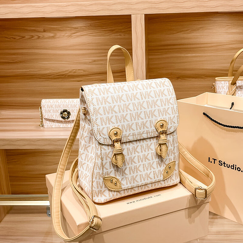 charine&kath 小&ck女包小众百搭女士双肩包轻奢高级感真皮书包休闲